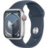 APPLE WATCH SERIE 9 CELL 41MM ALUMINIUM SILVER SPORT BAND STORM BLUE S/M MRHV3QL