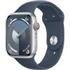 APPLE WATCH SERIE 9 CELL 45MM ALUMINIUM SILVER SPORT BAND STORM BLUE M/L MRMH3QL