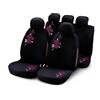 Bottari 29010, rivestimenti per sedili "My Flower" girevoli, con motivo floreale rosa, set di 9 pezzi, colore nero
