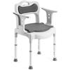 Ausilium Sedia Comoda per Doccia in Alluminio con Altezza Regolabile - Seduta Ergonomica con Schienale e Braccioli Removibili