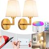 YHCDLAMP Lampada da parete a batteria con telecomando, dimmerabile a batteria, set di due, lampada da parete wireless per interni con lampadina ricaricabile per camera da letto e soggiorno (