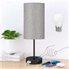 STANBOW Lampada da Comodino Dimmerabile al Tocco, Lampada da Tavolo con Porte di Ricarica USB A+C, Paralume in Lino, Abat Jour da Comodino per Camera da Letto, Soggiorno, Cameretta per Bambini
