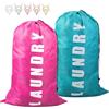 JRSHIRLEYLTD 2 pezzi sacchetti per la biancheria da viaggio, sacchi da biancheria, sacco portabiancheria sporca, blu, rosa, con 5 clip, per viaggi, bagno, casa, campeggio, dormitorio, appartamento