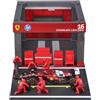 Burago Bburago - Ferrari SF-25 Leclerc, Playset Pit Stop Scala 1:43 | Playset con Diorama Pit Stop F1, Veicolo SF-25 #16 Leclerc Scala 1:43 e 6 Meccanici, Replica Ufficiale Ferrari, Età 3+ Anni