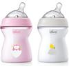 Chicco Biberon Anticolica Natural Feeling, 2 Mesi +, 250 ml, Biberon con Tettarella in Silicone Morbida e Flessibile, Adatto per allattamento misto, Flusso Medio, Rosa e Neutro, 2 Pezzi