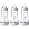 Chicco Set 3 Biberon PERFECT 5, Biberon Anticolica da 240 ml, Flusso Medio da 2 Mesi+ con Tettarella in Morbido Silicone, Biberon simil seno materno, Biberon anticolica per allattamento misto, Grigio