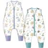Teechodina Sacco nanna con piedi, 1,5 Tog, 100% cotone, per bambini, tutto l'anno, con gambe, per ragazzi e ragazze
