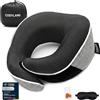 COSYLAND Cuscino da Viaggio in Memory Foam - Cuscino Aereo Ergonomico con Supporto Cervicale a 360°, Design a Schiena Piatta, Regolabile e Compatto per Dormire in Aereo, Auto, Treno