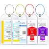 HUZNA Set di 4 Etichette per Bagagli in Plastica Resistente con Cavo in Acciaio Colorato, Targhette Identificative per Valigie, Zaino e Borse da Viaggio, Accessori Viaggio Multicolore