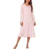 Aseniza Camicie da Notte Donna Manica Lunga Camicia da Notte Morbida e Confortevole Stampata Patchwork Ampia Vestito da Notte Donna Leggero