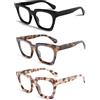 KoKoBin 3 confezioni di occhiali da lettura stile per donne e uomini anti luce blu occhiali quadrati di moda