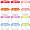 Cozary 12 Pezzi Contenitori Ermetici per Alimenti Piccoli con Graduazione, 200ML Riutilizzabili Barattolini Plastica Piccoli con Coperchi per Yogurt Pranzo, Sicura per Microonde e Congelatore