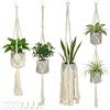 Cozary Portacoltura Appeso in Macramè 4 Pcs, Corda per Piante da Appendere, con 4 Ganci a forma di S, Decorazioni Appese per Piante da Interno Esterno Balcone Giardino Finestre