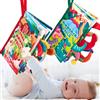 hahaland Libri di Stoffa Neonato 0-6 Mesi, 2 Pezzi Giochi Sensoriali | Libro Interattivo Tummy Time, Giochi Passeggino, Giocattolo Morbido Educativo, Sviluppo Sensoriale, Regalo Neonato