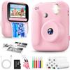 Naxup Macchina Fotografica Bambini Istantanea,Fotocamera Istantanea 1080P con 5 Rotoli di Carta da Stampa,Scheda da 32GB e Penne Colorate,Fotocamera Digitale Portatile per Bambini dai 3-14 Anni (Rosa)