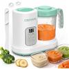 COZYPEPE Cuocipappa, Vapore & Frulla, senza BPA, 400ml, da 6 mesi | Cottura vapore preserva nutrienti, frullatura auto, silenzioso, doppia lama, 4 preset, sicurezza, Verde