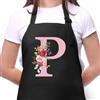 Sinekong Grembiuli da Donna con Iniziali, Impermeabile Regolabile Grembiule da Cucina con 2 Tasca, Regali per Mamma, Moglie, Fidanzata, Compleanno, Natale per Cucina Ristorante Bar Irrigazione, Giardinaggio P