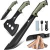 Purple Dragon Set Coltelli Ascia Sopravvivenza Acciaio Full Tang con Fodero | Tomahawk full tang, acciaio D2 monoblocco, coltello sopravvivenza, lama fissa, fodero incluso, set outdoor, regalo uomo