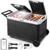 VEVOR Frigorifero per Auto Portatile 70 W con Ruote, Frigo Portatile da Auto Camper per Viaggio Campeggio Picnic BBQ Capienza ca. 95 Litri, Doppia Zona, Frigorifero con Ruote Maniglia a Compressore