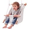VEVOR Altalena per Neonati Portata 30 kg 3 Modalità di Utilizzo Tela Bianca, per Interni Esterni, Imbracatura a 5 Punti e Cinghie per Alberi, in Legno con Cuscino Integrato, Adatta a Bambini Piccoli