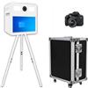 JIAQINMOTD Macchina portatile della cabina della foto di DSLR con il touch screen a | Mini PC integrato, altezza regolabile, luce di riempimento, custodia per volo, foto a specchio per eventi di festa (bianco