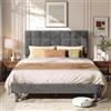VASAGLE Struttura Letto Imbottita, Altezza Regolabile, 140 x 200 cm | Testiera Letto, Doghe Letto, 204,1 x 143,5 cm, Silenzioso, Grigio Ardesia, Collezione Mazey, RMB184G101