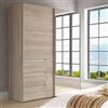 Forte Armadio WINN 2, Guardaroba con Anta a Specchio, Camera da Letto, Ante Scorrevoli con Cassetti, Decoro Legno: Rovere Sonoma, 170x200x61,2 cm