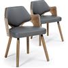 Menzzo Dima - Set di 2 sedie scandinavo, legno, Vintage/grigio, 51 x 51 x 72 cm
