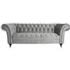 Menzzo Chesterfield Divano in Velluto, Argento, L225 x P85 x H78 cm
