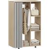 HOMCOM Armadietto mobile portaoggetti mobile 4 ruote con asta per vestiti e ripiani aperti, armadio per camera da letto, 80 x 40 x 128 cm, effetto legno naturale