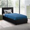 LLB Living Life Bed letto singolo 80x190 cm in tessuto con testiera a doghe Lausanne Twin - Nero