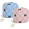 Playexen 10*5*10cm Mini Pochette Donna Trucchi Trousse da Borsetta Ragazza Piccolo Beauty Case da Viaggio per Rossetti Organizer Borsa da Cosmetic Portamonete in Velluto a Coste Amica Compleanno (rosa&blu)