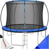 tectake® Trampolino Elastico per Bambini e Adulti Ø 244/305/366 cm, Certificato GS, Tappeto Sport Resistente agli Strappi, Rete di Sicurezza Bambini, Scaletta, Struttura in Acciaio, Bordo Imbottito