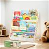COSYLAND Libreria Montessori per Bambini Con 6 Scomparti in Tessuto Oxford - Libreria per Bambini in Legno Naturale - Libreria Montessori Con Bordi Arrotondati e Grande Capienza(Naturale)