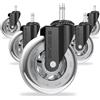 COSYLAND Set 5 Ruote Sedia Ufficio, grigio, Attacco 10 mm, Portata 295 kg | Scorrimento silenzioso, rotazione fluida a 360°, protegge parquet e pavimenti duri, portata complessiva fino a 295 kg