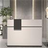 DEZAGCE Bancone reception bianco, vani chiudibili, 140 × 60 × 110 cm | Cassetti e armadi chiudibili - Ripiani aperti regolabili - Struttura in MDF - Finitura bianca