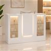 DEZAGCE Bancone reception bianco con luce, 2 armadietti e ripiano scorrevole [Classe di efficienza energetica C]