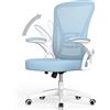 naspaluro Sedia da Ufficio, Sedia Ufficio Ergonomica, Poltrona Ufficio con 90° Bracciolo Regolabile, Sedia scrivania Traspirante con Supporto Lombare, Blu