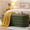 Ckaff Panca Contenitore Camera da Letto, Panca Fondo Letto, Cassapanca con Contenitore Imbottita, Pouf Organizzatore Ottomano in Sherpa per Camera da Letto Soggiorno Ingresso, Sherpa, Verde