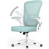 naspaluro Sedia da Ufficio, Sedia Ufficio Ergonomica, Poltrona Ufficio con 90° Bracciolo Regolabile, Sedia scrivania Traspirante con Supporto Lombare, Verde
