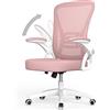 naspaluro Sedia da Ufficio, Sedia Ufficio Ergonomica, Poltrona Ufficio con 90° Bracciolo Regolabile, Sedia scrivania Traspirante con Supporto Lombare, Rosa