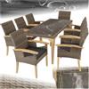 tectake® Set Tavolo in Rattan Foggia e 8 Sedie in Rattan Rosarno, Imbottiture Comode, Resistente ai raggi UV, Intreccio pregiato, Telaio in Legno Massiccio, da giardino, esterno, terrazzo - Naturale