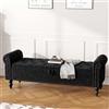 Ckaff Panca Contenitore Camera da Letto, Cassapanca, Panca Fondo Letto Poggiapiedi 160 x 45 x 53 cm, Pouf Organizzatore Ottomano in Chenille per Soggiorno Camera da Letto Dormitorio, Nero