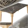 tectake® Tavolo da Esterno in Rattan, Tavolo da Giardino con Intreccio Pregiato, Tavolino Salotto con Telaio in Alluminio e Legno Massiccio, 2 Lastre in Gres Porcellanato - Naturale
