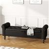 Ckaff Panca Fondo Letto Matrimoniale 160cm, Panca Contenitore Camera da Letto in Pelle PU, Cassapanca Pouf Organizzatore con Braccioli Arrotolati per Camera da Letto Soggiorno Ingresso, Nero