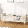 Ckaff Panca Fondo Letto Matrimoniale 160cm, Panca Contenitore Camera da Letto in Chenille, Cassapanca Pouf Organizzatore con Braccioli Arrotolati per Camera da Letto Soggiorno Ingresso, Bianco