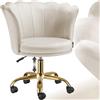tectake® Poltrona con Ruote, Velluto Elegante, Imbottitura Extra Spessa, Seduta Ampia, Schienale Curvo a Fiore, Gambe in Acciaio Verniciate a Polveri, Piedini Antiscivolo e Antigraffio - Crema/Oro