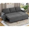 Devoko Divano Letto Chaise Longue a Forma di L, Divano da Salotto Cheslong a 3 Posti Convertibile in Letto, con Contenitore Integrato e Portabicchieri, Tessuto Morbido Beige Grigio Scuro