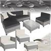 tectake® Set Salotto da Giardino Polyrattan, Elegante Design Moderno, 4 Pezzi con Tavolo Vetro, Imbottiture Confortevoli 10cm, Arredo Giardino, Arredo Esterno, Adatto Terrazza, Balcone -Grigio Chiaro
