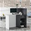 DEZAGCE Bancone reception, cassetto con serratura, MDF, 121 × 40 × 110 cm | Superficie aperta - 1 cassetto con serratura - Motivo nero e grigio scuro - Struttura in MDF - Forma ovale